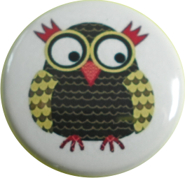 Owl badge yellow brown